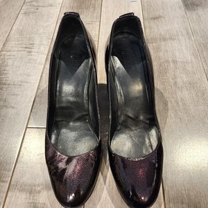 Gucci dark burgandy patent wedge heels sz38.5/US 8.5